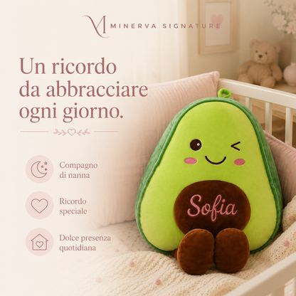 Avocado personalizzato confezionato come regalo per nascita, battesimo o baby shower